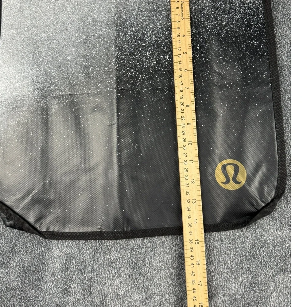 Lululemon Reusable Shopper Tote Bag‎ Black White Speckled Gold Logo Medium